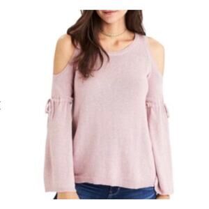 American Eagle Dusty Rose Pink Knit Open Shoulder Knit Sweater Small Cozycore